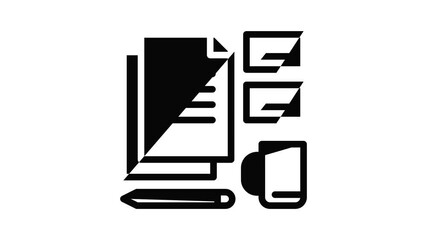 Poster - Office set tool icon animation outline best object on white background