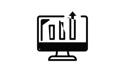 Poster - Diagram on monitor icon animation outline best object on white background