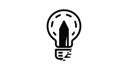Poster - Pencil bulb icon animation outline best object on white background