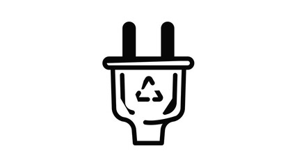Poster - Eco saving plug icon animation outline best object on white background