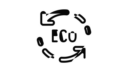 Poster - Eco recycle arrow icon animation outline best object on white background