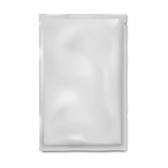 Wall Mural - blank sachet packet with tear notches isolated on white background, vector mock-up. individual plast