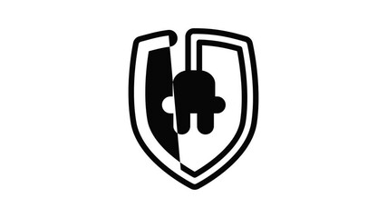 Poster - Eco plug shield icon animation outline best object on white background