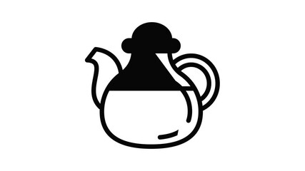 Poster - Tea pot icon animation outline best object on white background