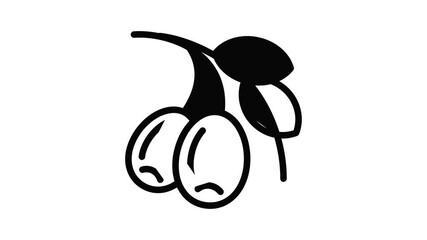 Poster - Olive branch icon animation outline best object on white background