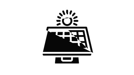 Poster - Solar panel icon animation outline best object on white background