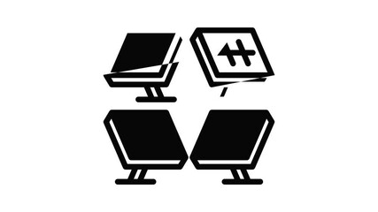 Poster - Solar panel farm icon animation outline best object on white background