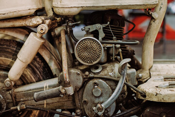 Poster - Rusty, worn and dirty details of a vintage motorcycle