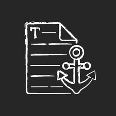 Anchor text chalk white icon on black background. Webpage with link. Document with hyperlink. Copywriting services. Professional journalist. Commercial article. Isolated vector chalkboard illustration