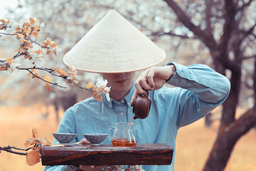 Wall Mural - large leaf Chinese tea in a teapot, infusion