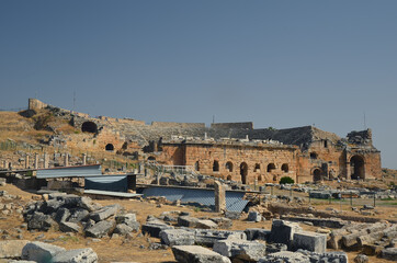 Ancient ruins in Hierapolis, Pamukkale, Turkey.