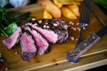 delicious beed steak on the grill