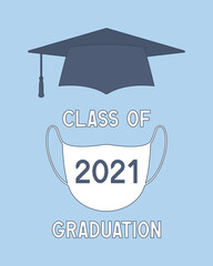 Canvas Print - Class of 2021 graduation. Vertical banner. Vector illustration.