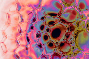Aufkleber - Close up Beautiful abstract soap bubbles. Background pattern for design. Macro photography view.