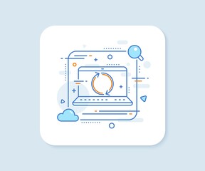 Aufkleber - Refresh arrow line icon. Abstract vector button. Rotation Arrowhead symbol. Navigation pointer sign. Refresh line icon. Laptop concept badge. Vector