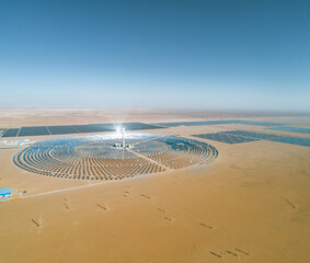 Aerial photo of solar thermal power plant