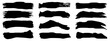 © high_resolution - Vector collection of artistic grungy black paint hand made creative brush stroke set isolated on banner background. A group of abstract grunge sketches for design education or graphic art decoration