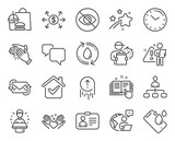 Fototapeta Natura - Business icons set. Included icon as Technical documentation, Time, Swipe up signs. Not looking, Management, Refill water symbols. Smartphone waterproof, Dollar exchange, Clapping hands. Vector