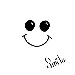 hand drawn funny smile faces. Happy faces. illustration - Vector