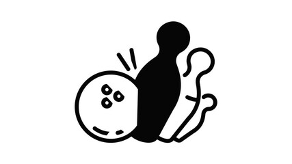 Poster - Bowling strike pin icon animation outline best object on white background