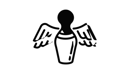 Poster - Flying bowling pin icon animation outline best object on white background