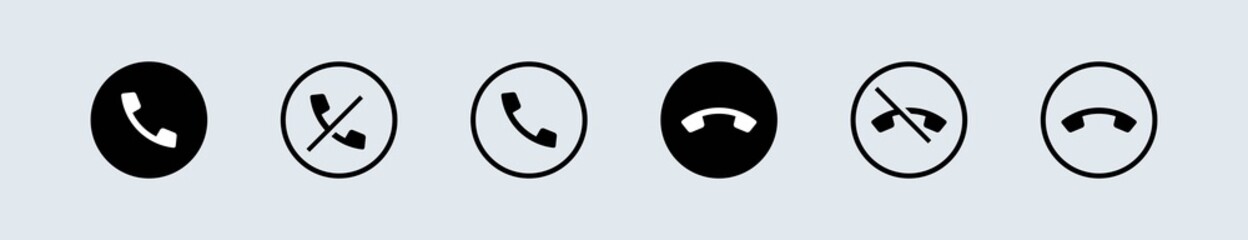 Poster - Answer, decline and missed call buttons. Forbidden sign no phone. Vector EPS 10. Isolated on background