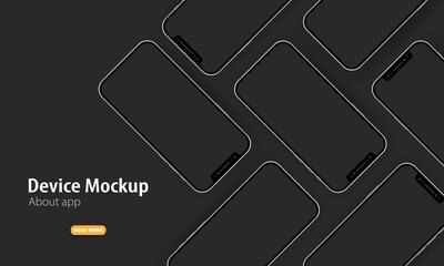 Poster - Phone mockup banner. Device mockup. Can be used for app. Vector EPS 10. Isolated on background