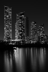  Apartment Buildings At Night - Black And White
