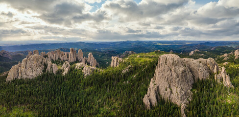 Wall Mural - View of Little Devils Tower and Cathedral Spires in the Black Elk Wilderness.  Popular Trial from Sylvan Lake - South Dakota - Custer State Park