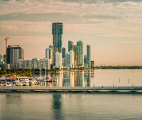 Sticker - country marina bay Miami Florida beautiful view real state boats reflections 