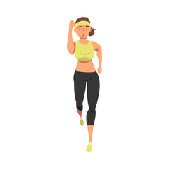 Wall Mural - Young Running Woman, Athlete in Sports Uniform Running Marathon, Doing Morning Workout on Isolated White Background