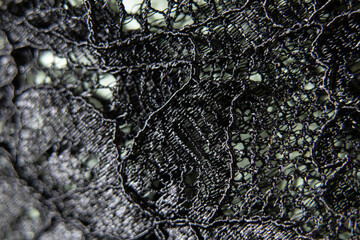 Wall Mural - black lace fabric as background close-up