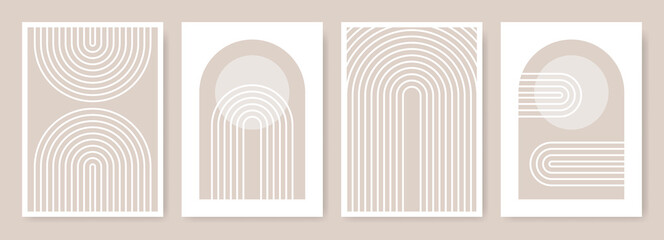 arches abstract posters. arc print set in minimalistic style. boho home decor of circles and lines i