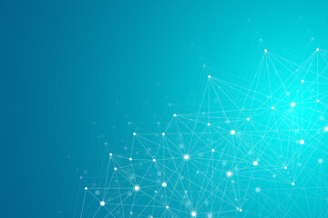 Leinwandbilder - Geometric connected background lines and dots. Simple technology abstract graphic background design, illustration.