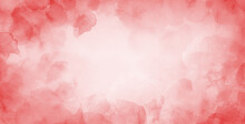 Red Watercolor Background With Abstract Border Design, Painted Red And Pink Blotches And Blobs In Abstract Cloudy And Foggy White Center Illustration