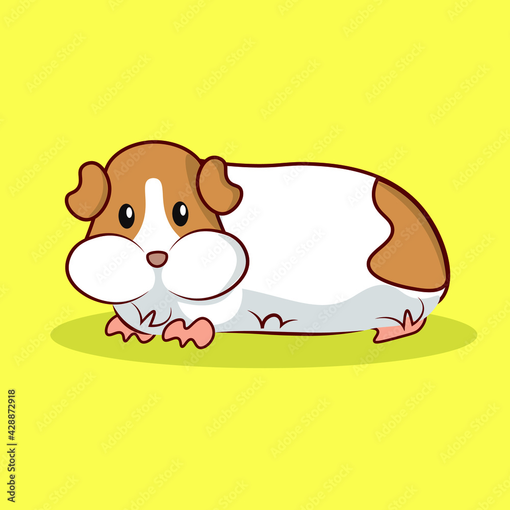 Guinea pig. Cartoon cute guinea pig. Pet in house. Flat vector illustration. 