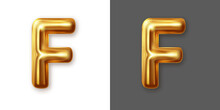 Metallic Gold Alphabet Letter Symbol - F. Vector