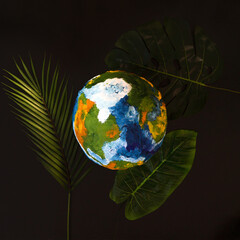 earth globe in green leaves. environmental problems and environmental protection. earth day. earth h