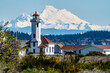 Mount Baker and lighthouse in Port Townsend, Washington 