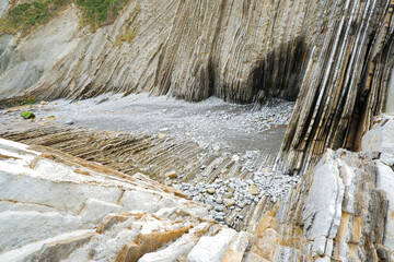 Wall Mural - The Flysches of Zumaia.Basque coast, declared a World Heritage Site by UNESCO. Archaeological formations of the so-called  flysches on Earth. 