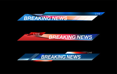 Wall Mural - Lower Third TV News Bars Set Vector. Tv news bar. Television broadcast media title banner