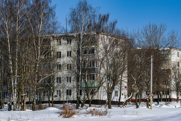 Canvas Print - Winter landscape with the image of residential houses