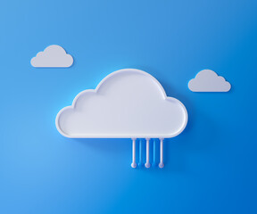 Poster - cloud storage technology and online data storage, cloud computing, hosting white cloud with blue bac