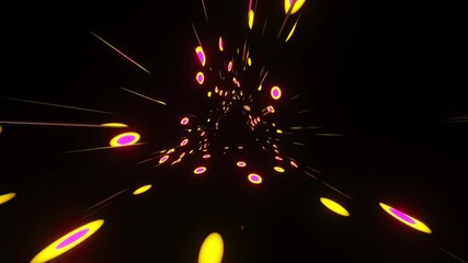 Wall Mural - abstract seamless loop of 3d renders yellow and pink neon circular abstract motion background inside