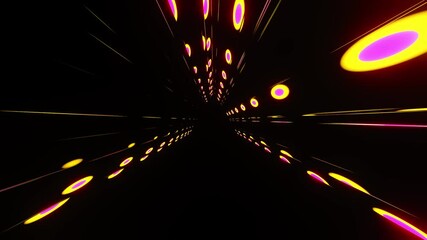 Wall Mural - 3d animation ultra hd 4k video seamless loop of 3d renders yellow and pink color neon circular abstr