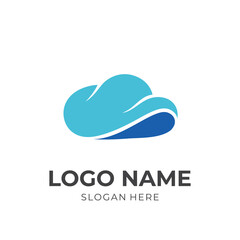 Wall Mural - cloud logo design with flat blue color style