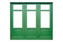 Vintage Green Painted Wooden Window Frame Isolated On A White Background