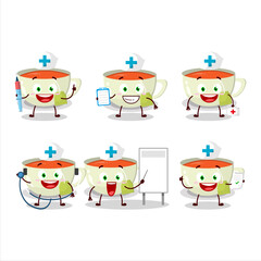 Wall Mural - Doctor profession emoticon with cup of tea cartoon character