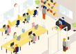 © perori - オフィス　感染症対策　アイソメトリックイラスト
