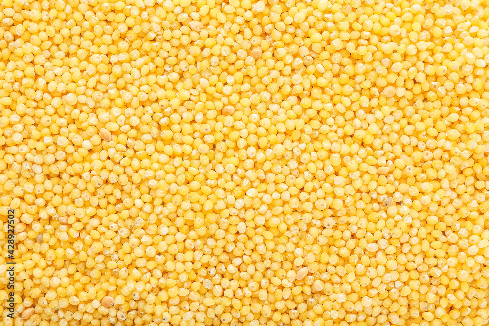 Heap of dry yellow millet as background